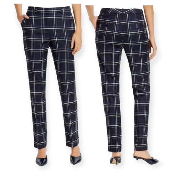 Lafayette 148 New York
Clinton Fine Windowpane Plaid Cuffed Pants - Picture 2 of 3